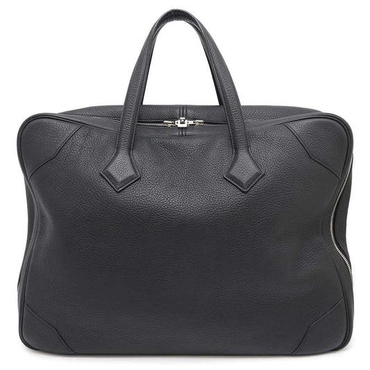 HERMES Victoria Travel Bag Black Taurillon Clemence Size 50