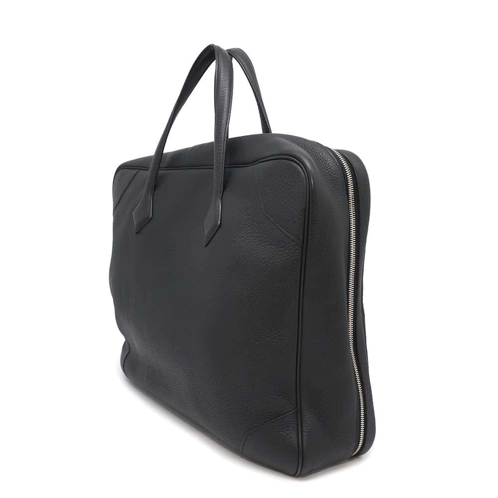 HERMES Victoria Travel Bag Black Taurillon Clemence Size 50