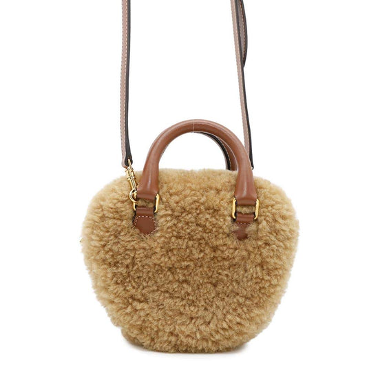 CELINE Heart 2WAY Shoulder Bag Brown Boa Leather Size Medium