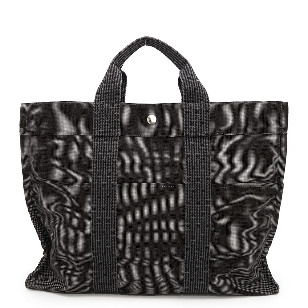 HERMES Her Line Tote Gray Canvas Size MM