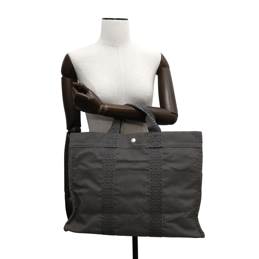HERMES Her Line Tote Gray Canvas Size MM
