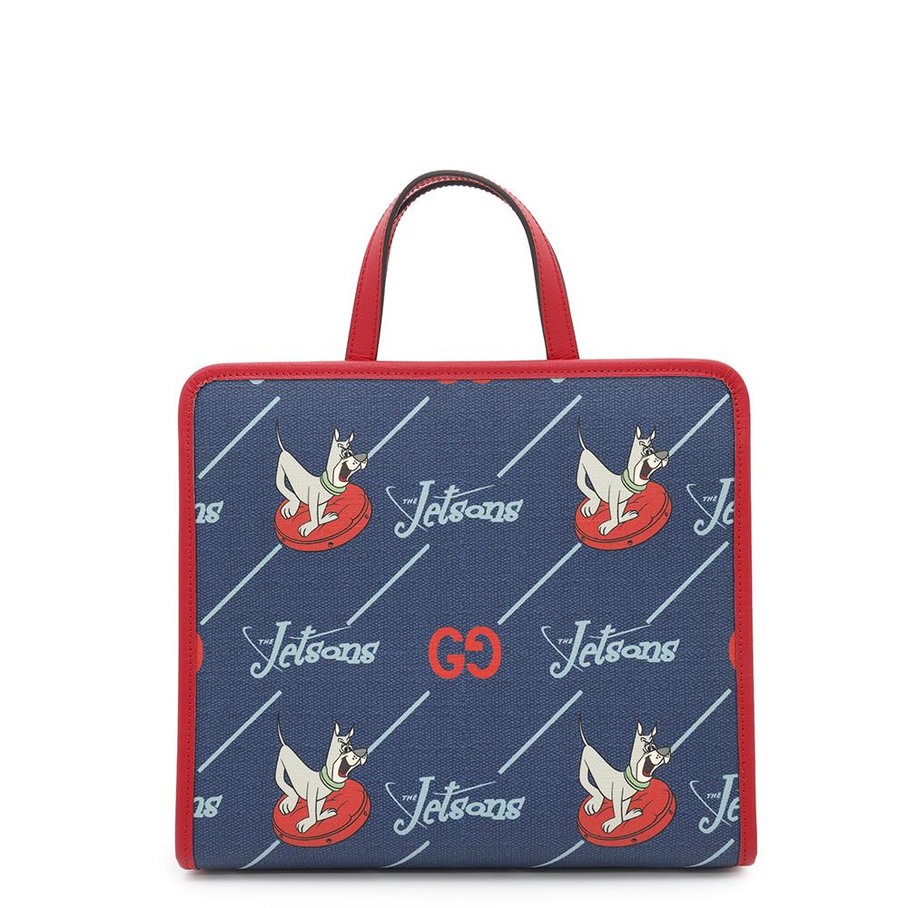 GUCCI ?Jetson Tote Bag for Children Navy/Red605614 PVC Coated Canvas Leather