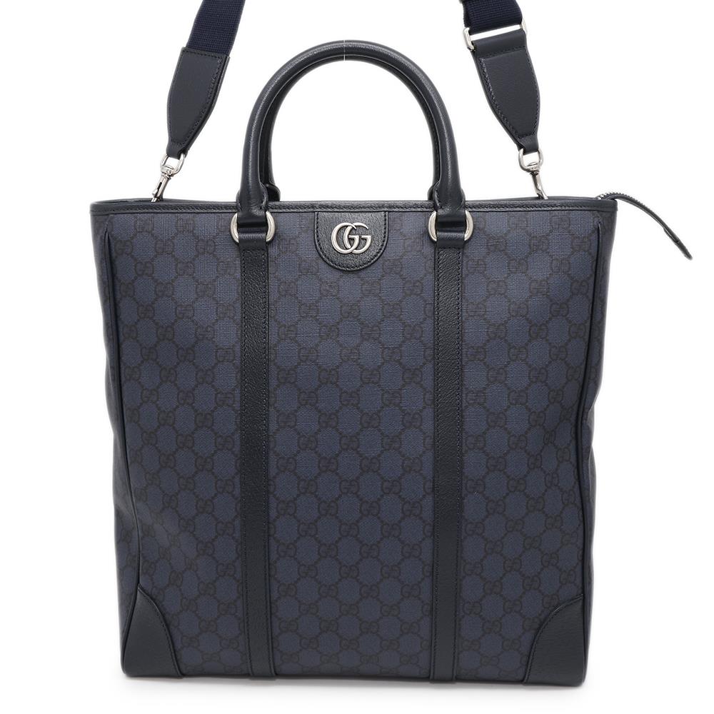 GUCCI OFDEA FACJY Tote Bag Navy763316 PVC Leather
