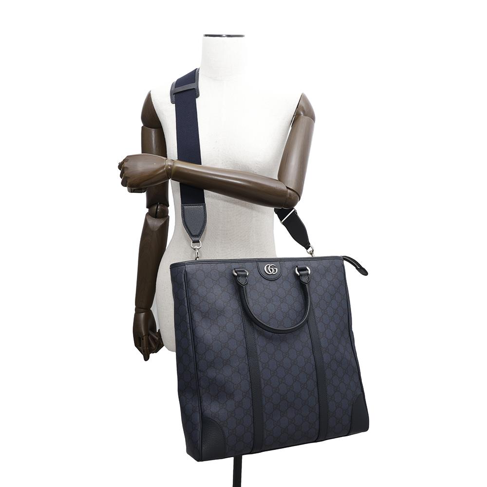 GUCCI OFDEA FACJY Tote Bag Navy763316 PVC Leather
