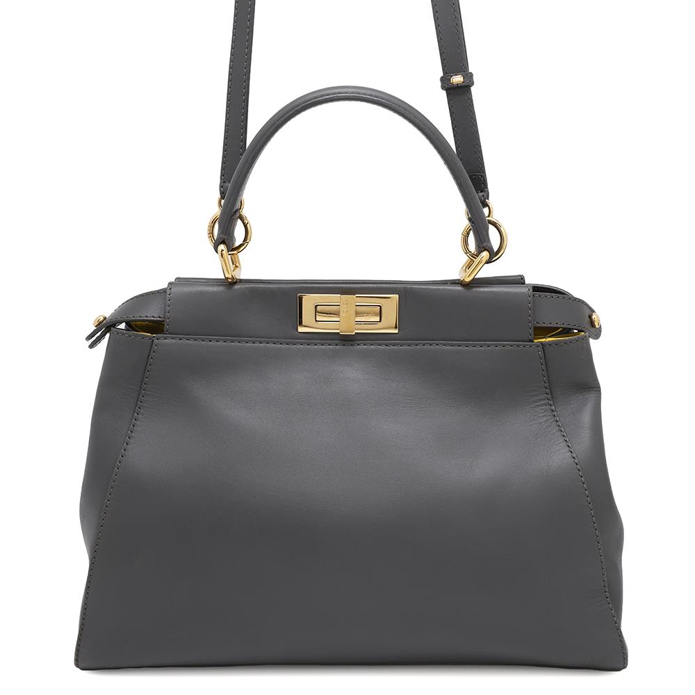 FENDI ?Peekaboo 2wayBag Gray8BN226 Leather Size regular