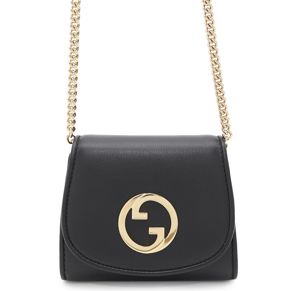GUCCI ?Interlocking G Blondie Chain Wallet Black725219 Leather