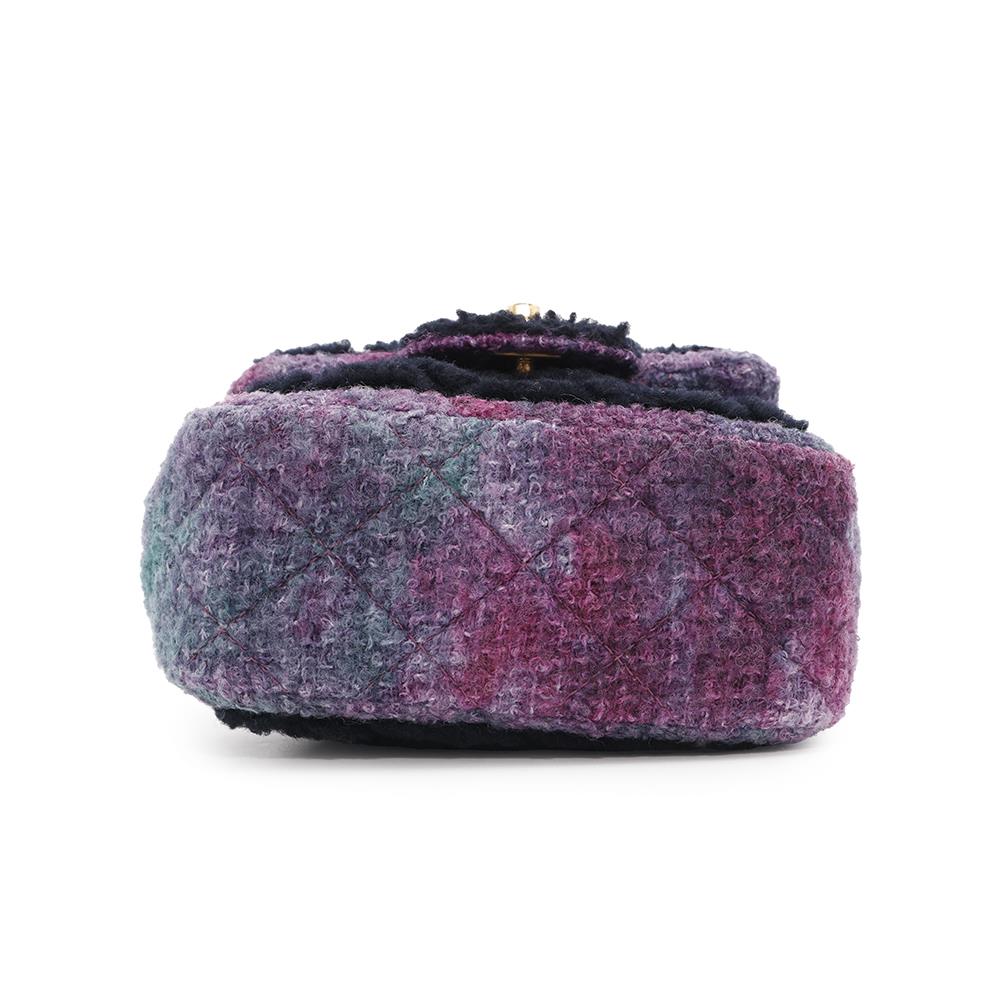 CHANEL Mini Matelasse ChainShoulder Bag Purple Wool