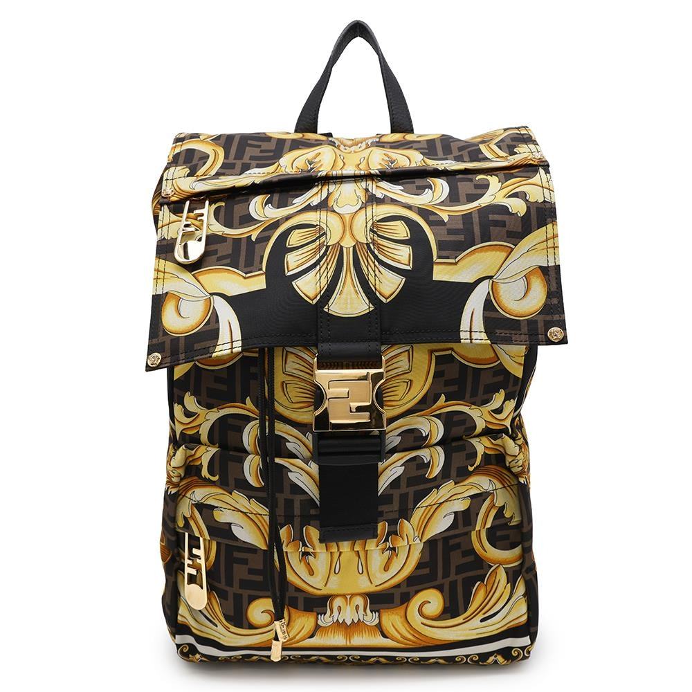 FENDI ?Fendace Backpack Black/Yellow7VZ066 Nylon