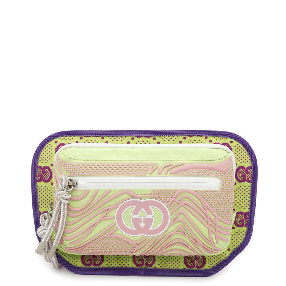 GUCCI ?GG Nylon belt bag Green/Pink/Purple752102 Nylon Rubber