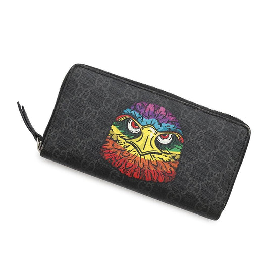 GUCCI ?Eagle GG Supreme Zip Around Wallet Black451273 GG SupremeCanvas
