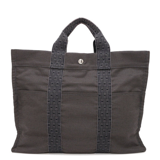 HERMES Her Line Tote Gray Nylon Canvas Size MM