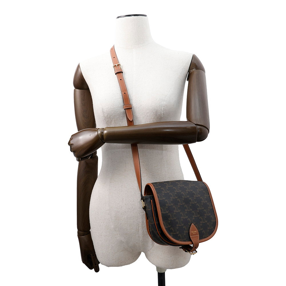 CELINE Triomphe Falco Shoulder Bag Tan191502BZJ.04LU PVC Leather Size Medium