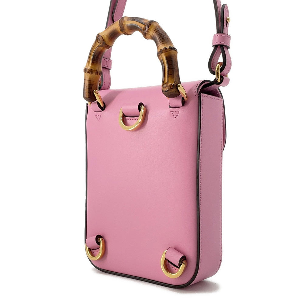 GUCCI Bamboo3WAYShoulder Bag Pink702106 Leather Bamboo