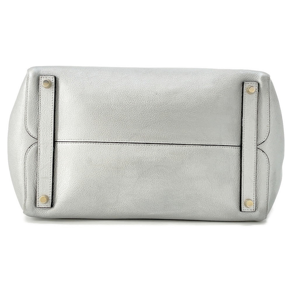 Dior ?Open Bar 2WAY Handbag Silver Leather