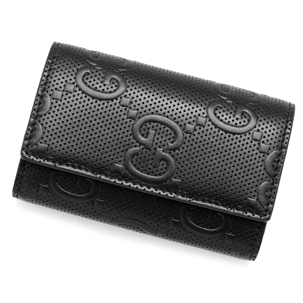 GUCCI ?GG Embossed 6-Key Case Black625565 Leather