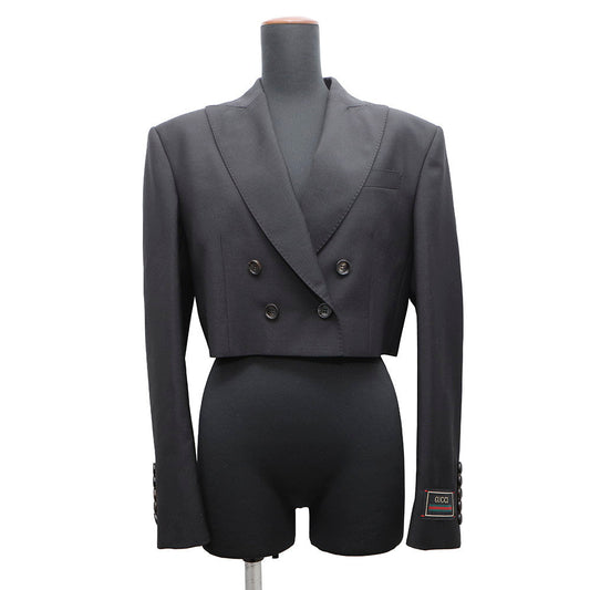 GUCCI ?Tailored Jacket Size 40 Black737459 Mohair 60% Wool 40%