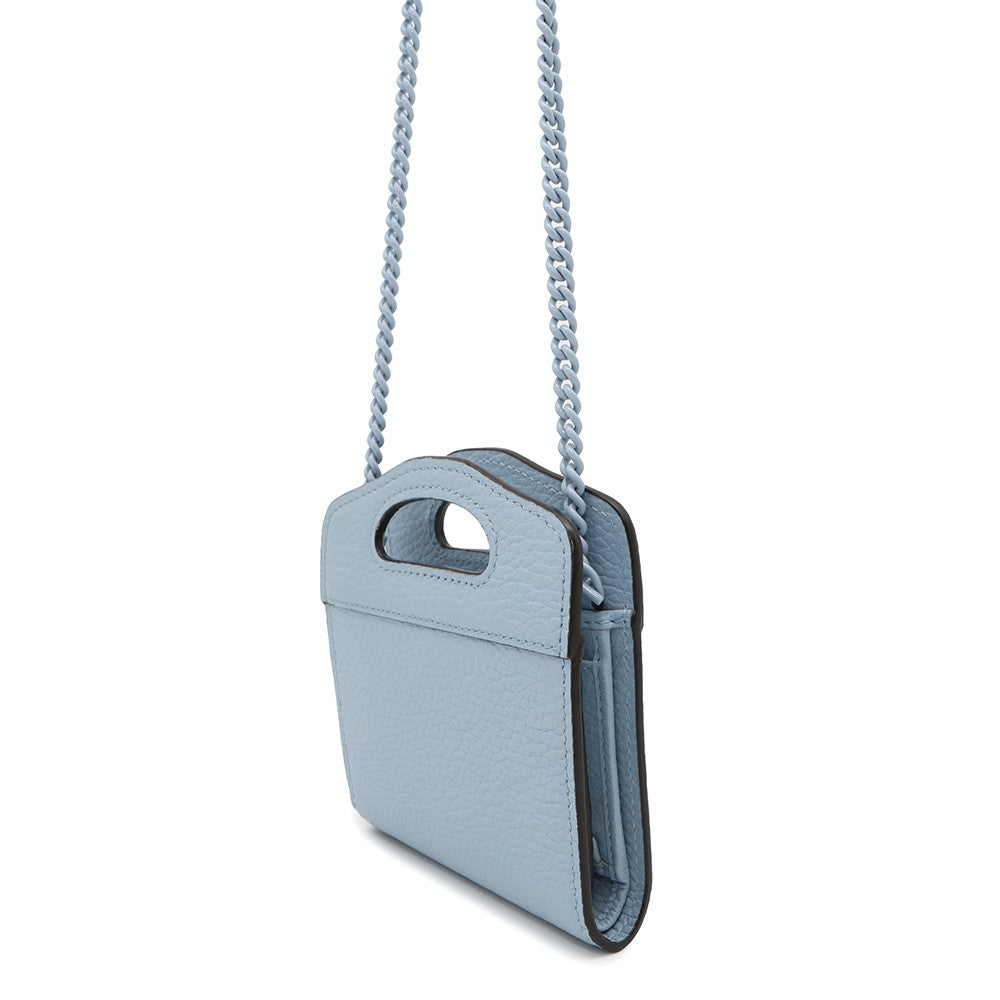 GUCCI ?Double G Compact Chain Wallet Light Blue701074 Leather
