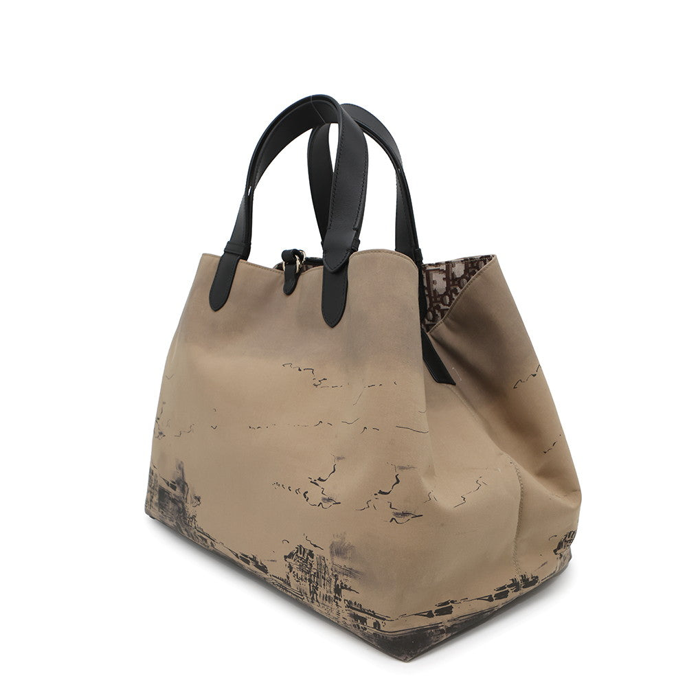 Dior Tou Jules Oblique Tote Bag BeigeM2820OZBP Nylon Leather Size Large