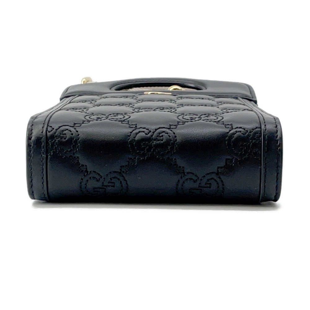 GUCCI GGMatelasse Top Handle Shoulder Bag Black723776 Leather Size Mini