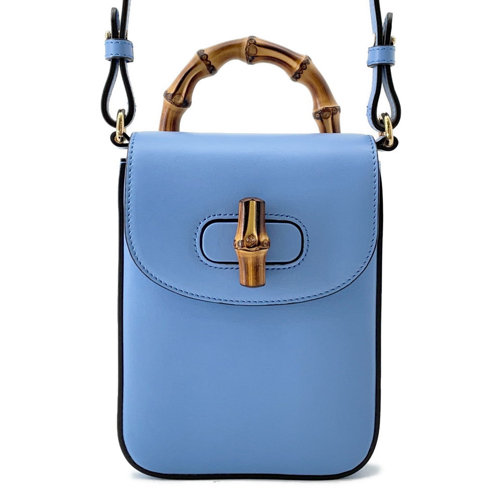 GUCCI Bamboo Mini Backpack Light Blue702106 Leather Bamboo