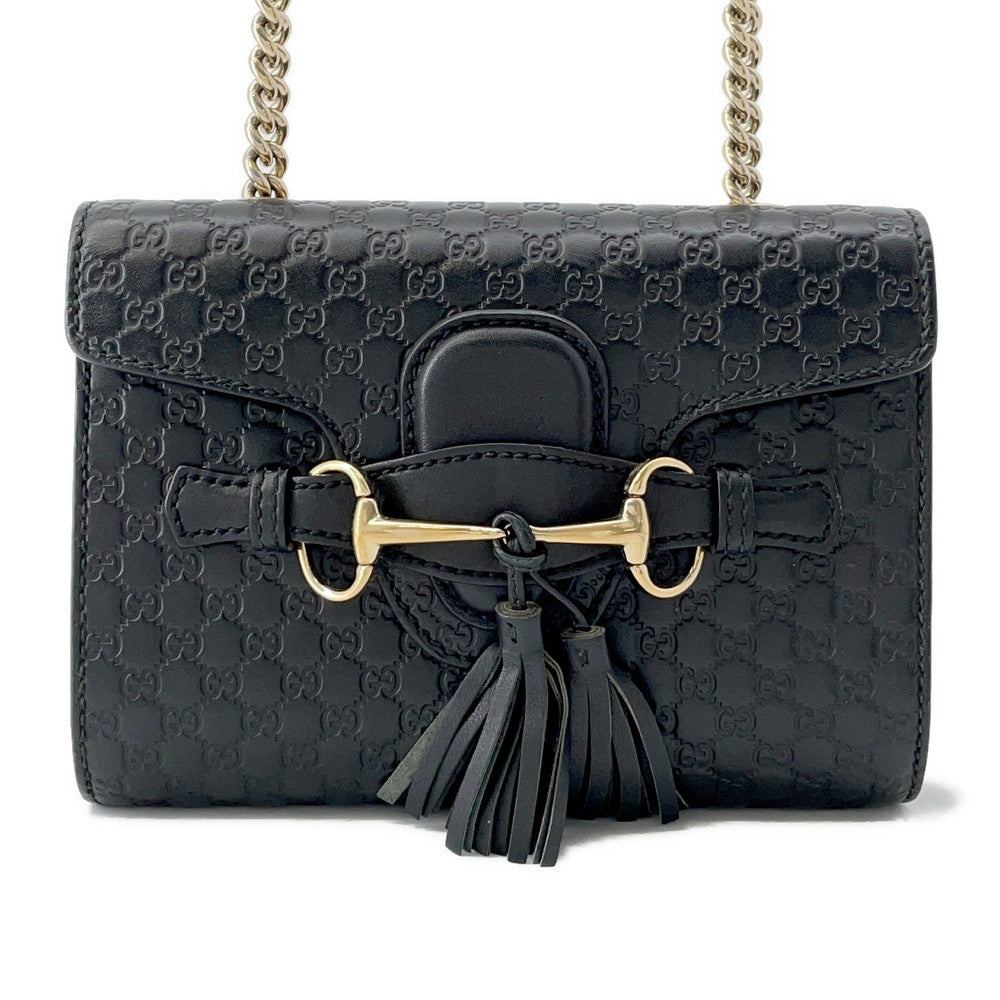 GUCCI ?Emily ChainShoulder Black449636 MicroGuccissimaLeather