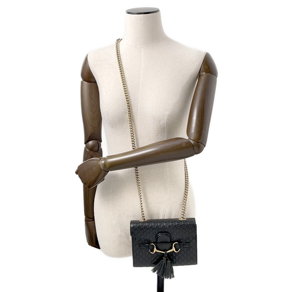 GUCCI ?Emily ChainShoulder Black449636 MicroGuccissimaLeather
