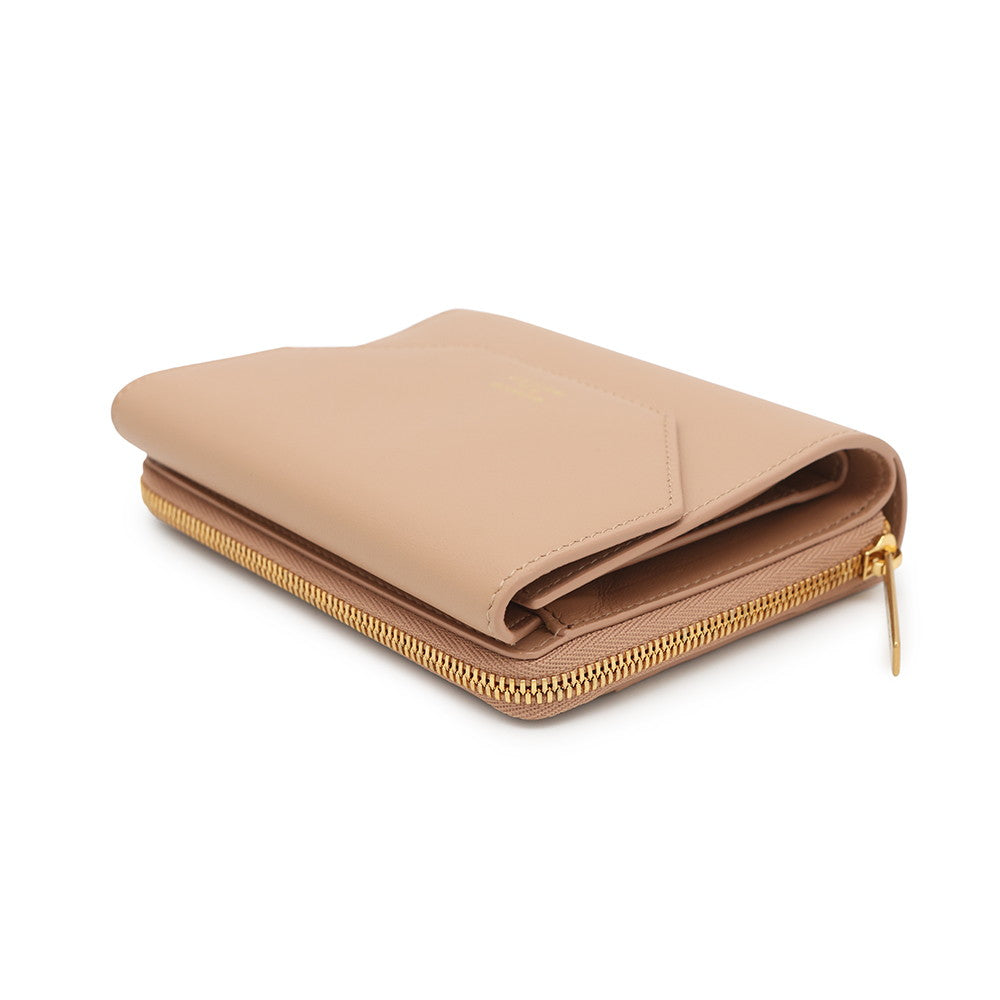 BALENCIAGA Envelope Compact Wallet Beige753762 Smooth Calf Leather