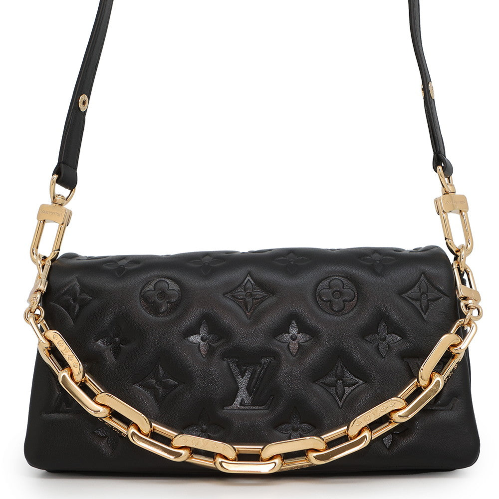 LOUIS VUITTON PochetteCoussin Noir/PinkM83359 Monogram?Pattern Lamb Leather