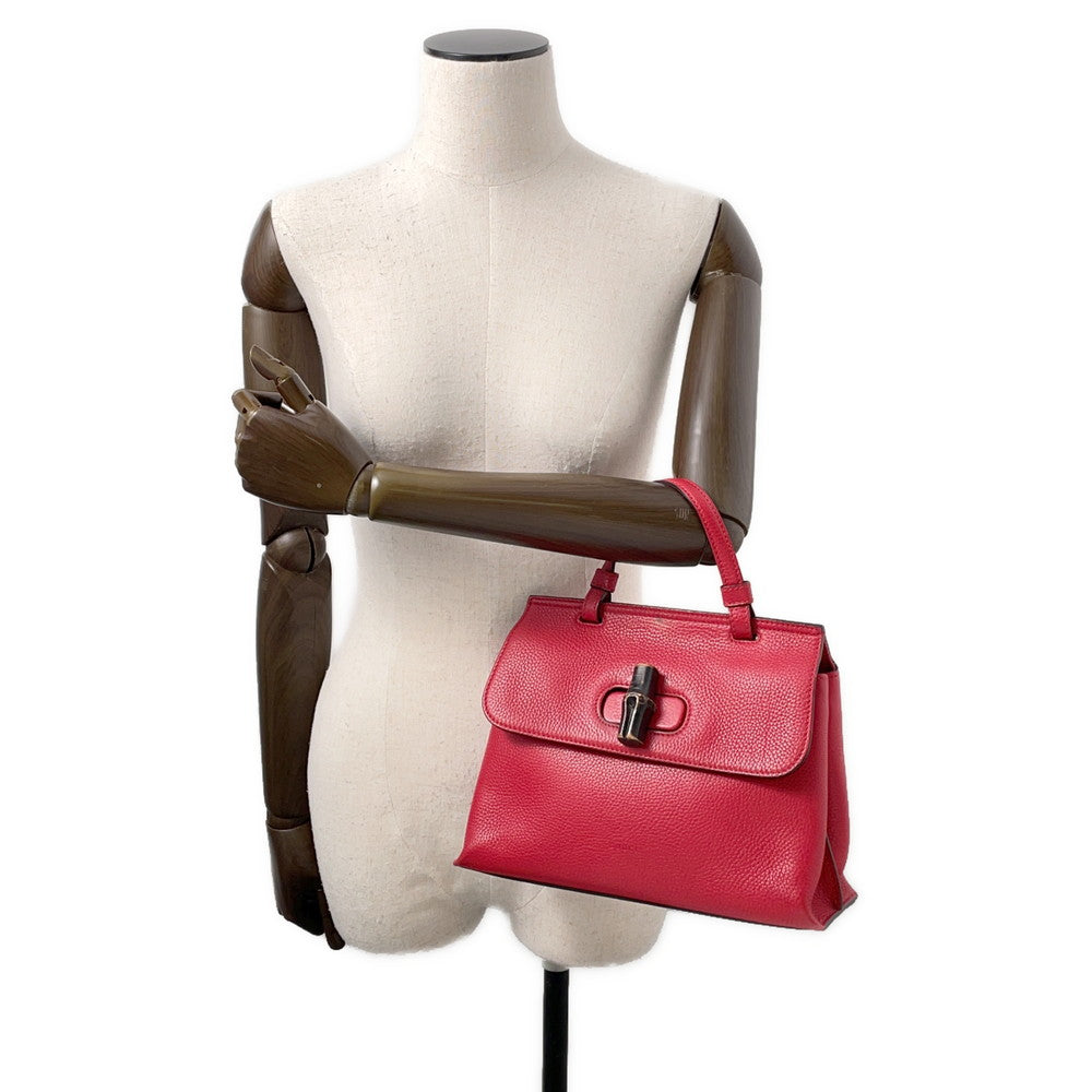 GUCCI Daily Handbag Red370831 Bamboo Leather