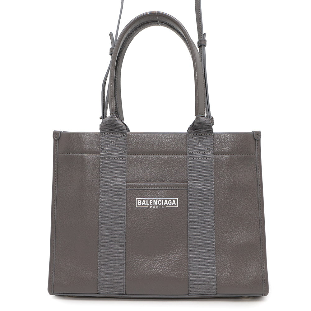 BALENCIAGA Hardware 2way Tote Gray671402 Leather Size Small
