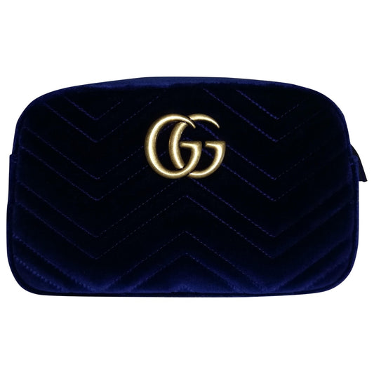Gucci marmont blue velvet handbag