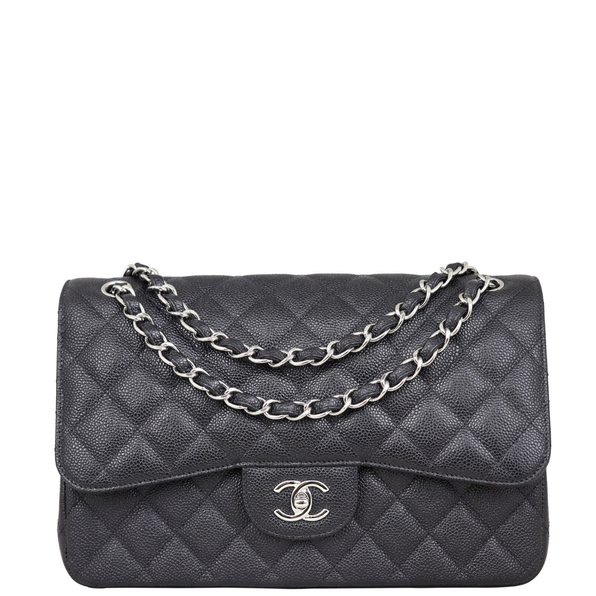 Chanel Classic Double Flap Jumbo | Black Silver H