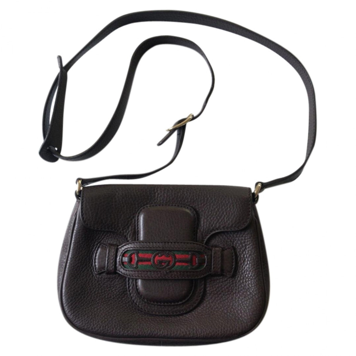 Gucci lady web brown leather handbag