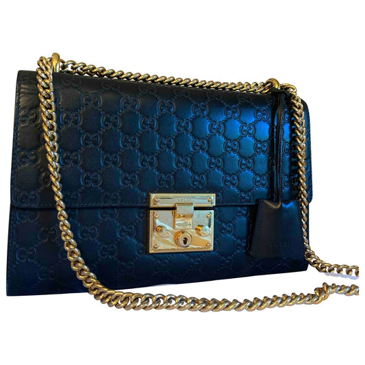 Gucci padlock black leather handbag