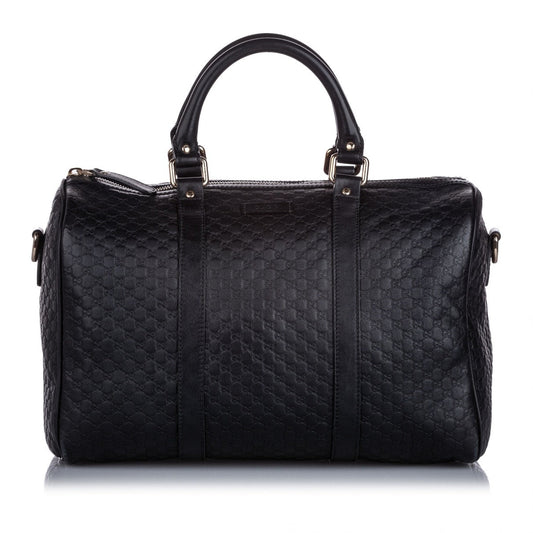 Gucci boston black leather travel bag