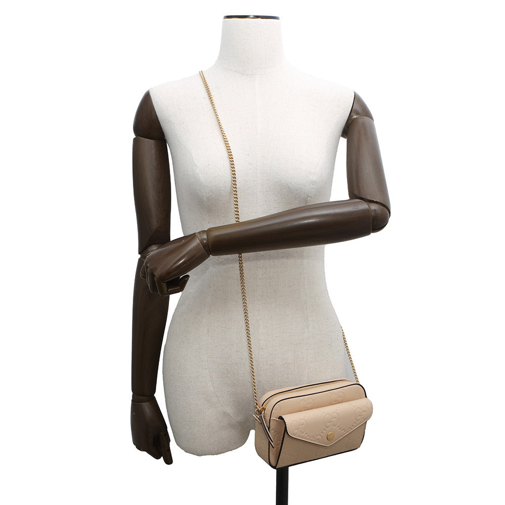 GUCCI ?GG Super Mini ChainShoulder Beige781554 Leather