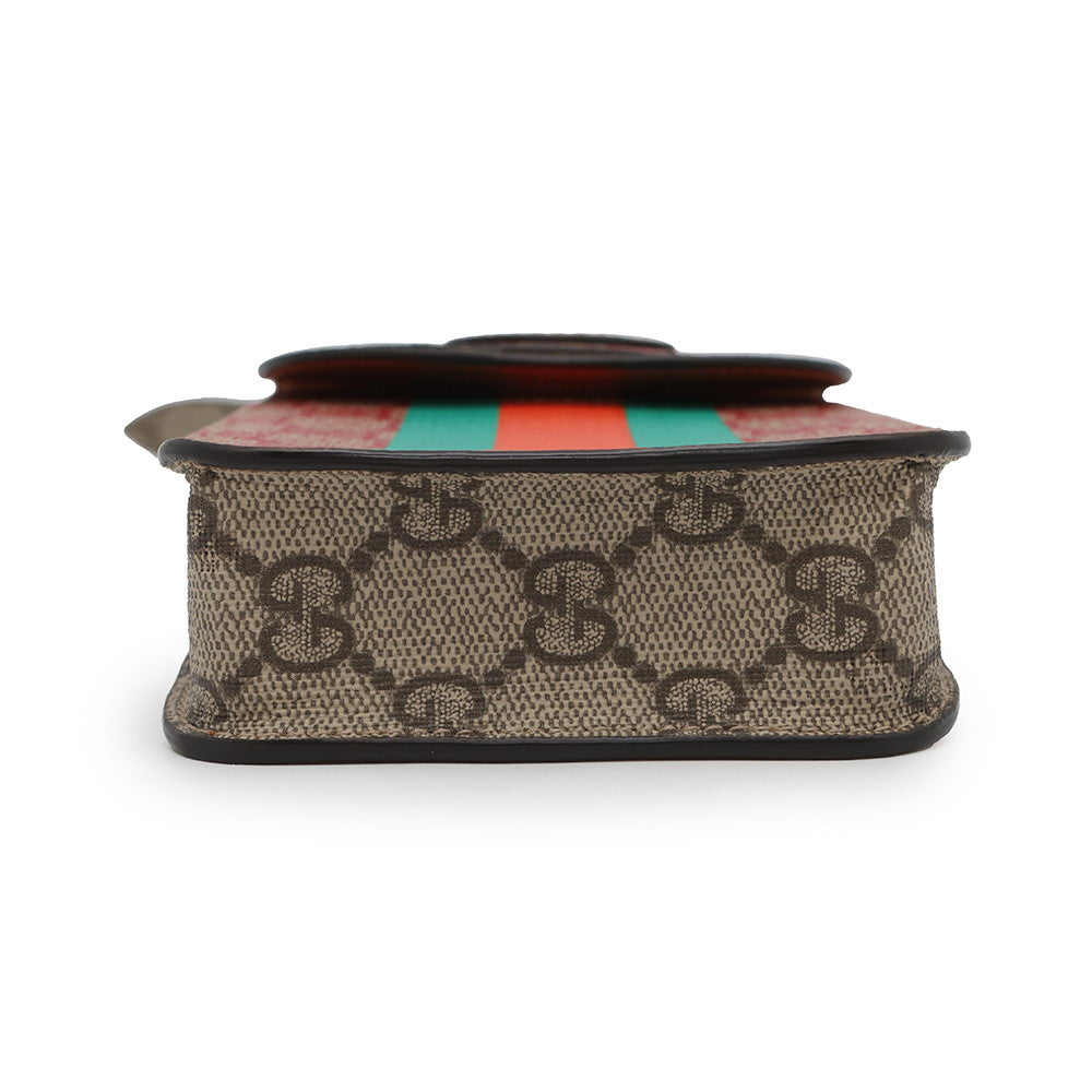 GUCCI ?GG Supreme Shoulder Beige/Red/Green723766 GG Supreme Leather