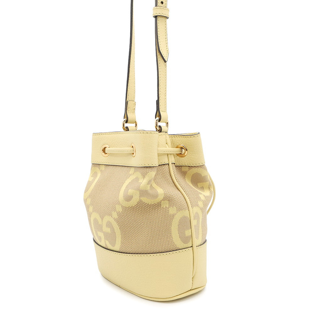 GUCCI ?Bucket Shoulder Yellow550620 GG Canvas Leather Size Mini