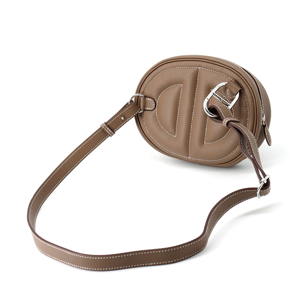 HERMES In the Loop Cross Body Bag Etoupe Swift Leather