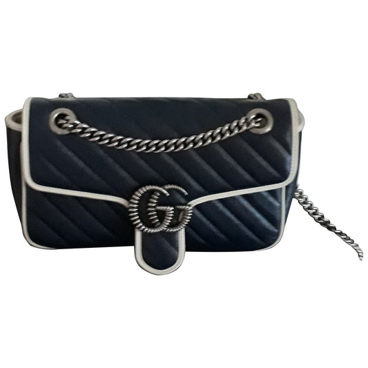 Gucci marmont blue leather handbag