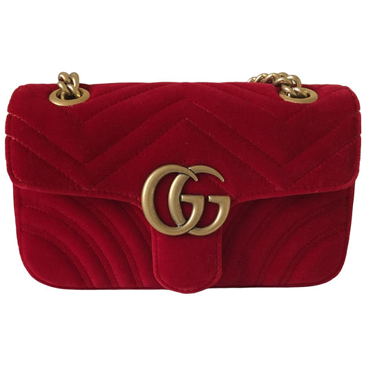 Gucci marmont red velvet handbag