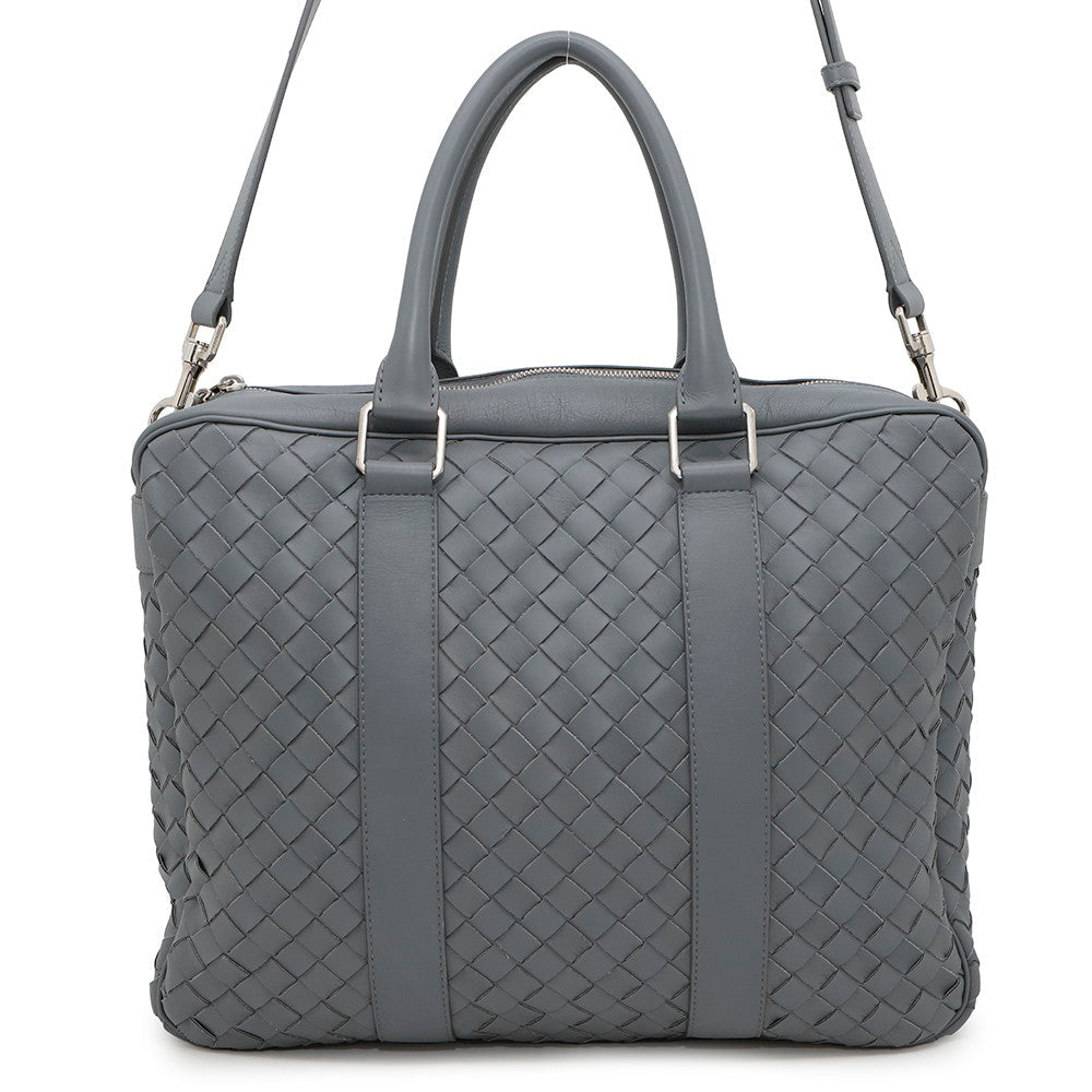 Bottega Veneta INTRECCIATO Business Bag Gray Leather