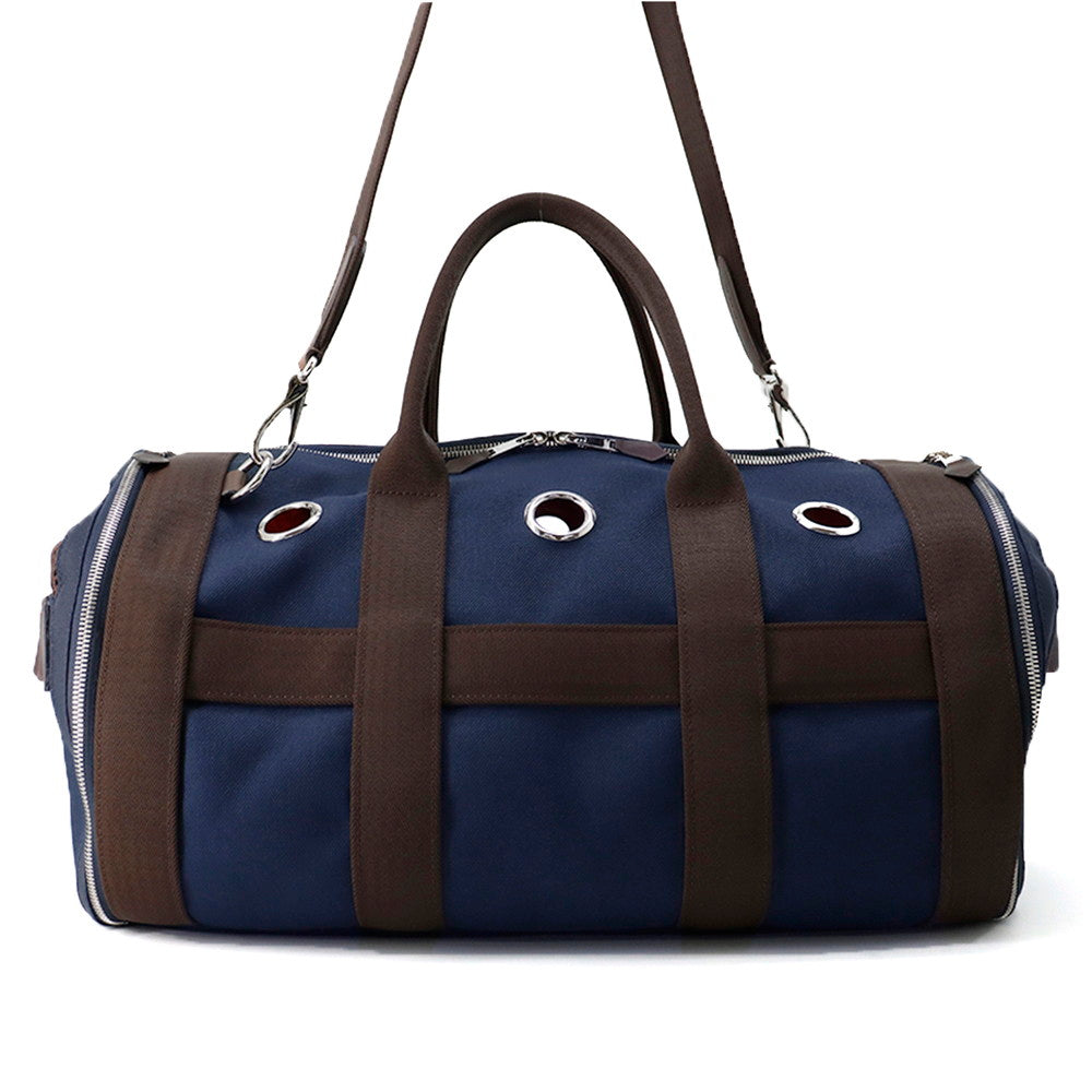 HERMES Dog carry bag Navy Canvas