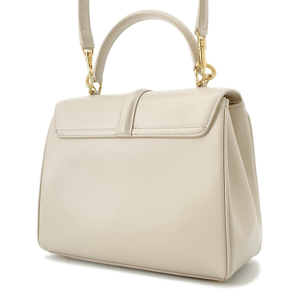 CELINE 16 S ¨ze Shoulder Bag Beige Calf Leather Size Small