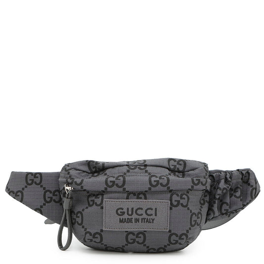GUCCI ?GG Recycled Polyester Belt Bag Gray/Black767934 Eco-friendly NylonGG Polyester