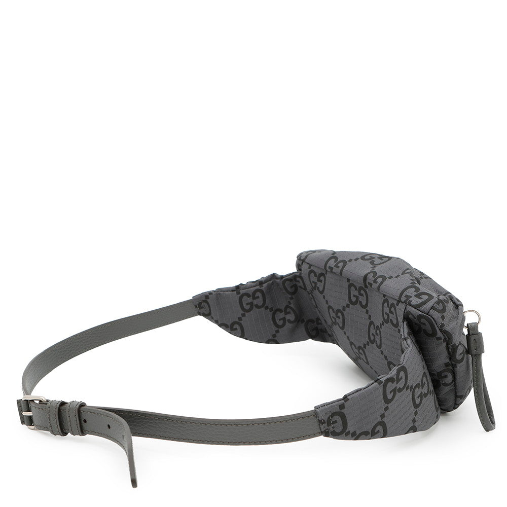 GUCCI ?GG Recycled Polyester Belt Bag Gray/Black767934 Eco-friendly NylonGG Polyester