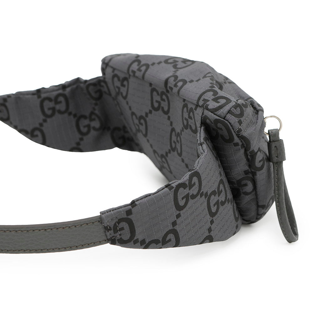GUCCI ?GG Recycled Polyester Belt Bag Gray/Black767934 Eco-friendly NylonGG Polyester