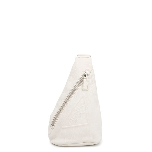 PRADA Triangle Logo Crossbody Bag White2VZ098 Leather