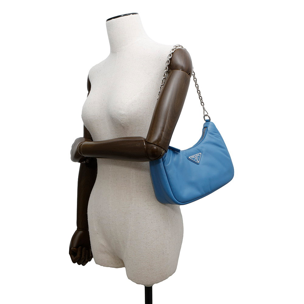 PRADA Re-Edition2005 Shoulder Bag Light Blue1BH204 Leather
