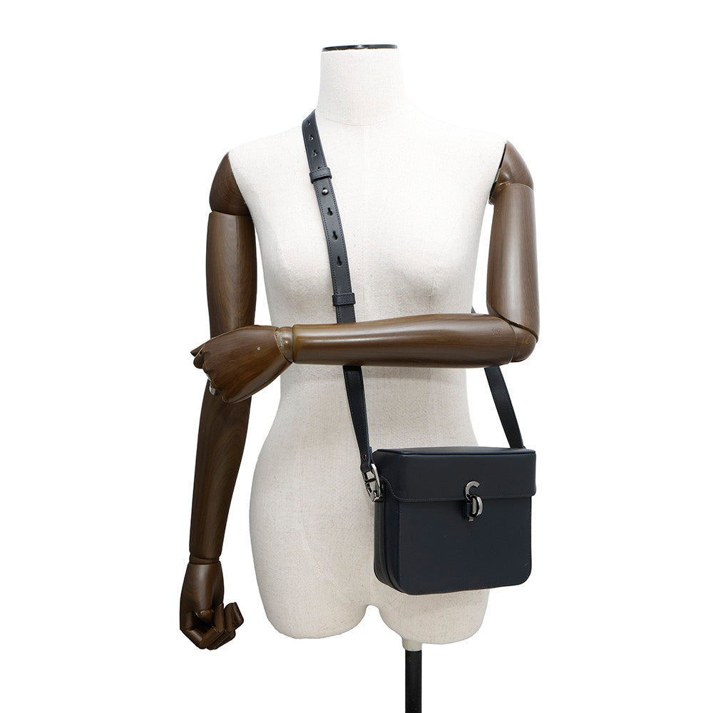 Dior ?CDHardware Shoulder Bag Navy Leather